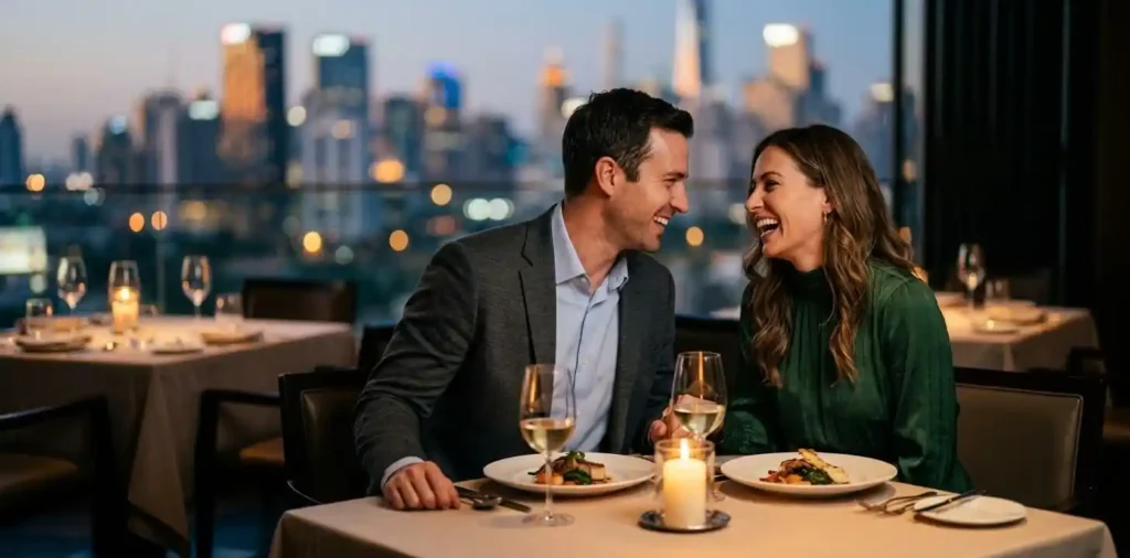 Couple enjoying a romantic dinner together