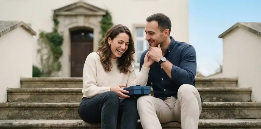 Couple celebrating a meaningful relationship milestone