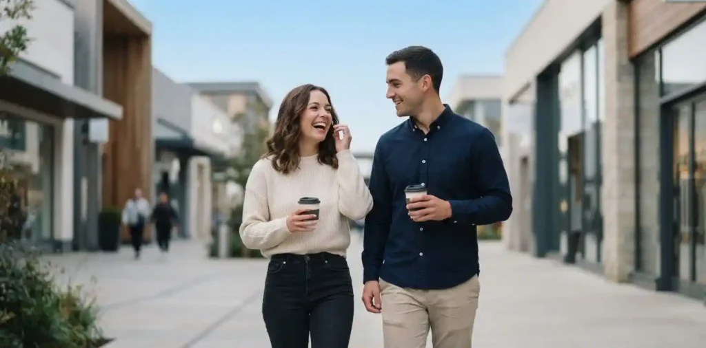 Couple enjoying a relaxed first date together