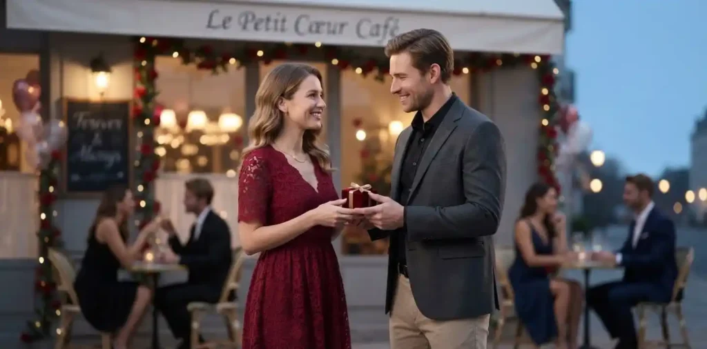 Couple sharing a romantic Valentine’s Day moment